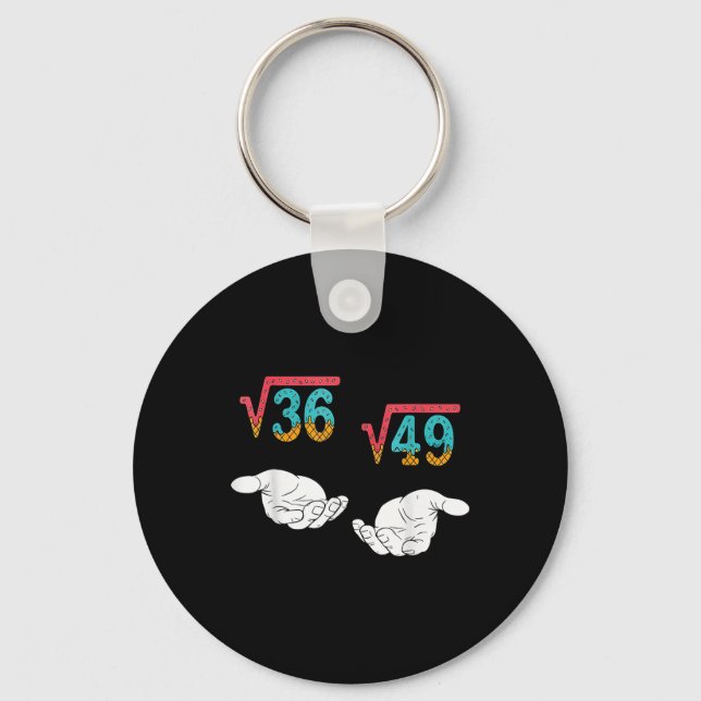 Square Root 36 49 Meme 67 Ice Cream Drip Math Teac Keychain (Front)