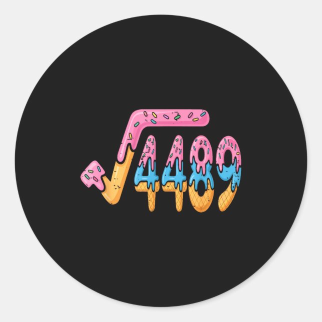 Square Root 4489 Ice Cream Slang Math 67 Six Seven Classic Round Sticker (Front)