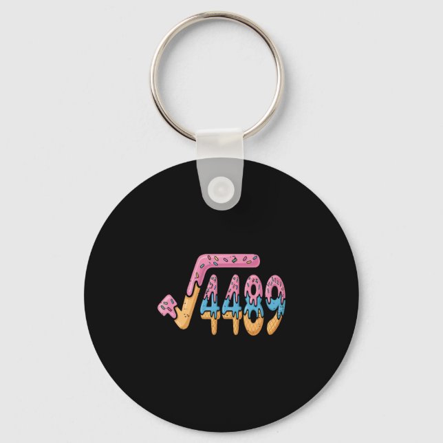 Square Root 4489 Ice Cream Slang Math 67 Six Seven Keychain (Front)