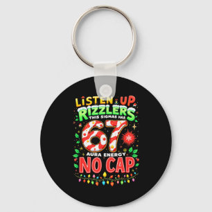 Square Root 4489 Six Seven Christmas Funny 67 Meme Keychain