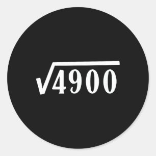 Square Root 70 Year Old Gift Funny Teacher 70th Bi Classic Round Sticker