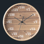 Square Root Clock - Faux Wood Math Clock<br><div class="desc">square root clock, fun math wall clock, mathematics student classroom time, maths teacher class hours, number geek nerd humour, squareroot calculation school lesson, calculating calculations sums,  numbers, elementary primary secondary school, high school college university</div>