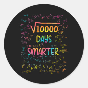 Square Root Of 10000 Math 100 Days Smarter School  Classic Round Sticker