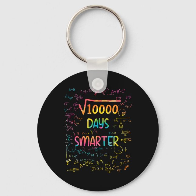 Square Root Of 10000 Math 100 Days Smarter School  Keychain (Front)