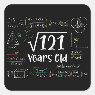 Square Root of 121 11th Birthday 11 Year Old Gifts Sticker
