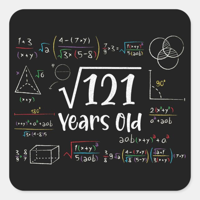 Square Root of 121 11th Birthday 11 Year Old Gifts Sticker (Front)