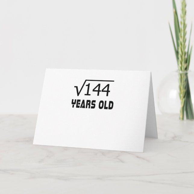Square Root of 144 12 yrs years old 12th birthday Card (Front)