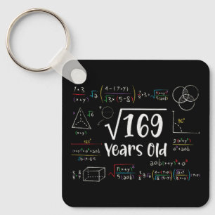 Square Root of 169 13th Birthday 13 Year Old Gifts Keychain
