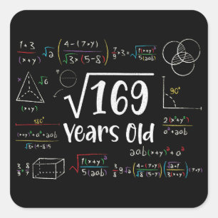 Square Root of 169 13th Birthday 13 Year Old Gifts Sticker