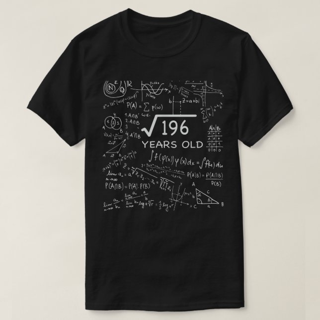 Square Root Of 196 14th Bday 14 Year Old Gifts Mat T-Shirt (Design Front)