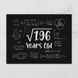 Square Root of 196 14th Birthday 14 Year Old Gifts Postcard