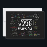 Square Root of 256 16th Birthday 16 Year Old Gifts Invitation<br><div class="desc">Perfect 16 Yrs Old Gift Idea for Kids Square Root Of 256 Years Old. Awesome gift for teen,  children,  daughter,  friends made/ born in 2008,  schoolboy,  son,  youth,  schoolchild,  boy,  kinder,  legend,  girl,  guys,  teenagers on happy 16th Birthday Party</div>