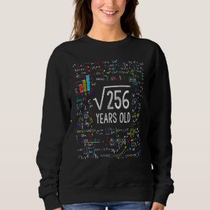 Square Root Of 256 16th Birthday 16 Year Old  Math Sweatshirt
