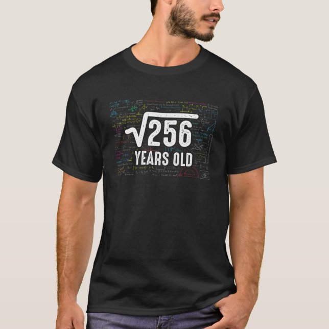 Square Root Of 256 Old Funny Math Geek 16Th Birthd T-Shirt (Front)