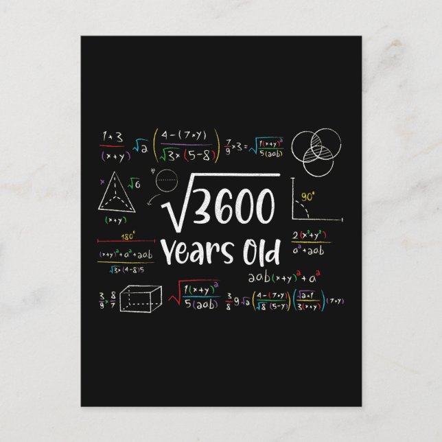 Square Root of 3600 60th Birthday 60 Year Old Gift Postcard (Front)