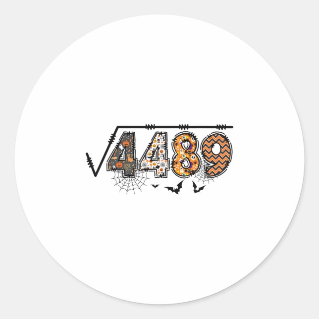 Square Root Of 4489 Funny Halloween 67 Meme Math T Classic Round Sticker (Front)