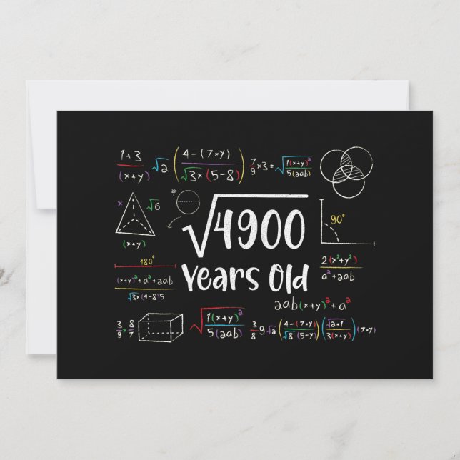 Square Root of 4900 70th Birthday 70 Year Old Gift Invitation (Front)