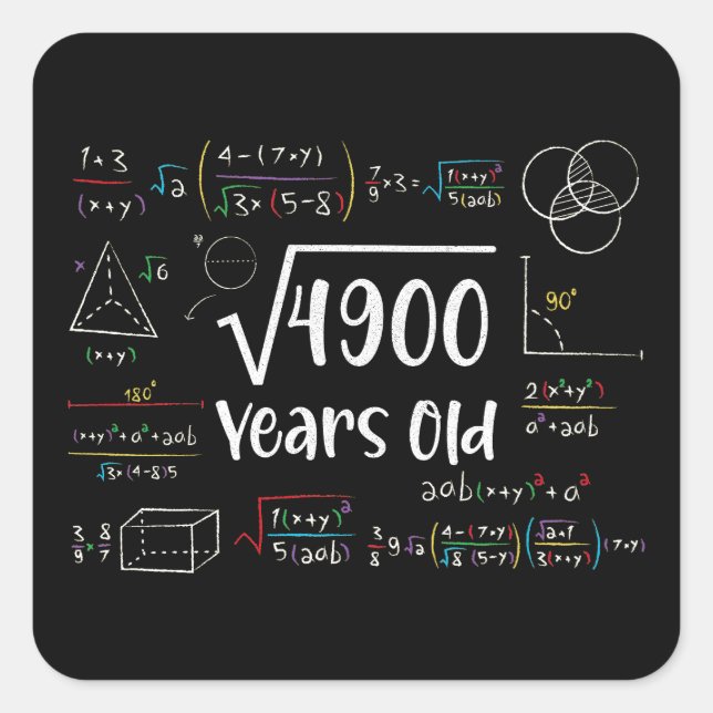 Square Root of 4900 70th Birthday 70 Year Old Gift Sticker (Front)