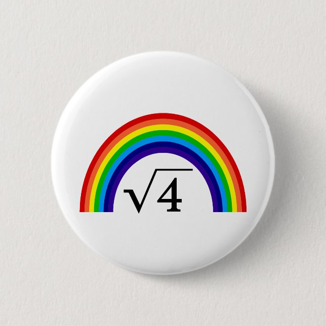 Square Root of 4 Equals Rainbow 2 Inch Round Button (Front)
