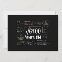 Square Root of 6400 80th Birthday 80 Year Old Gift