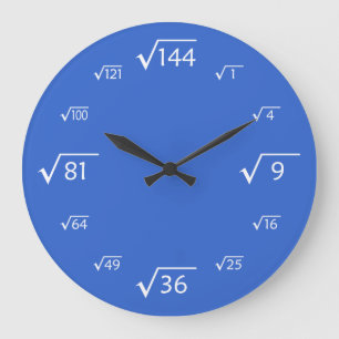 Square Root Wall Clock (Blue/White)