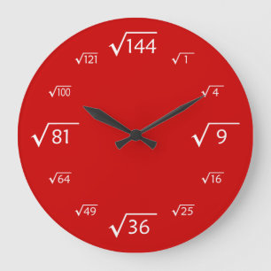 Square Root Wall Clock (Red/White)