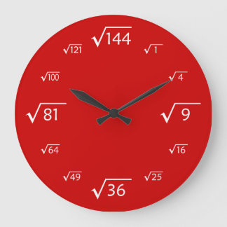 Square Root Wall Clock (Red/White)