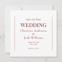 Square Ruby Red Wedding Save the Date