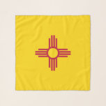 Square Scarf with flag of New Mexico State, USA<br><div class="desc">Crafted with attention to detail, our square scarf featuring the flag of New Mexico celebrates the state's rich cultural heritage and vibrant symbolism. The design proudly showcases a striking yellow field with a red sun symbol of the Zia Pueblo, representing the four directions, four seasons, and four sacred obligations. This...</div>