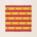 Square Scarf with flag of Spain<br><div class="desc">Enhance your wardrobe with our square scarf featuring the flag of Spain! Crafted with attention to detail, this scarf is more than just an accessory; it's a celebration of Spain's rich cultural heritage and national pride. The striking design proudly showcases the vibrant red and yellow bands with the national coat...</div>
