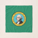 Square Scarf with flag of Washington State, USA<br><div class="desc">Enhance your wardrobe with our square scarf featuring the flag of Washington State! Crafted with attention to detail, this scarf is more than just an accessory; it's a celebration of Washington State's rich natural beauty and heritage. The design proudly showcases a green field with the state seal centred, featuring a...</div>