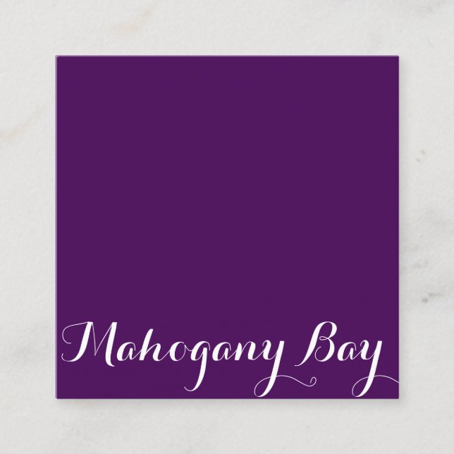 Square Script Business Card in Eggplant (Front)