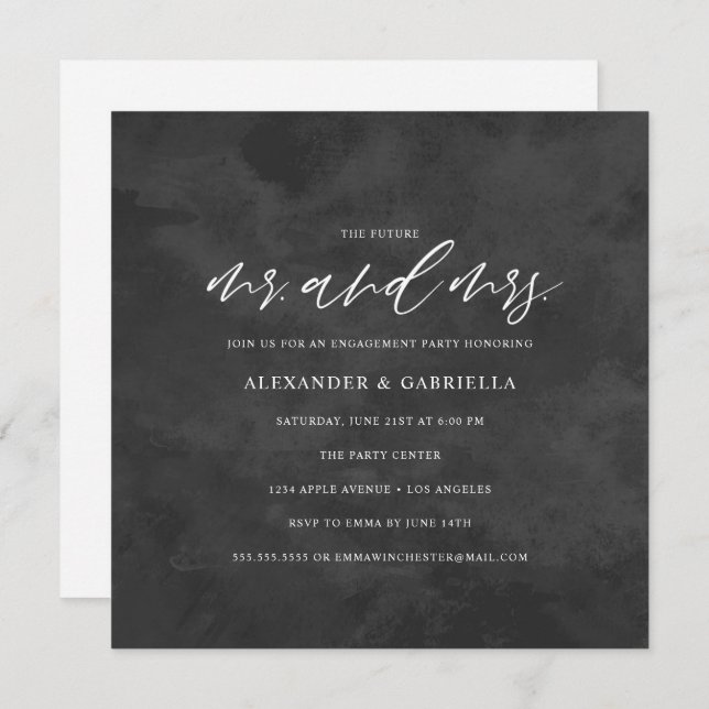 Square Script Future Mr. & Mrs. Engagement Party Invitation (Front/Back)