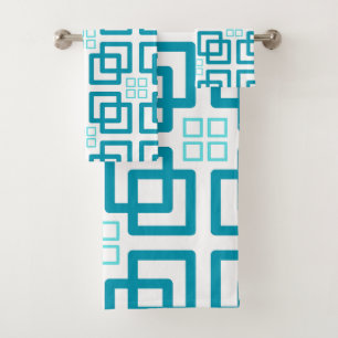 Square Shades of Teal Colour Bath Towel Set