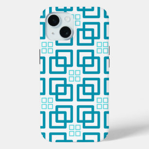 Square Shades of Teal Colour iPhone 15 Case