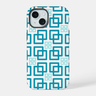Square Shades of Teal Colour iPhone 15 Case
