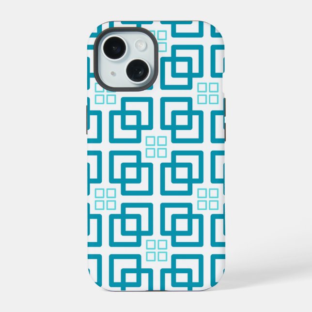 Square Shades of Teal Colour iPhone 15 Case (Back)