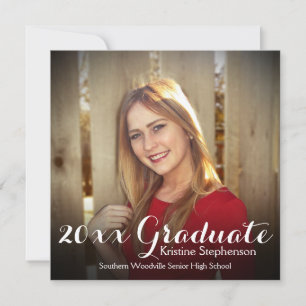 Square Shading Graduation Announcement Photo Card