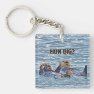 Square (single-sided) keychain with otters