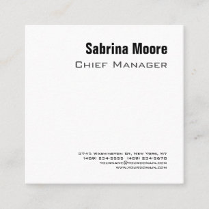 Square Size Modern Minimalist Plain Professional Business Card
