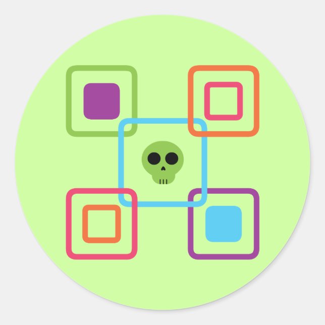 Square Skull Classic Round Sticker (Front)