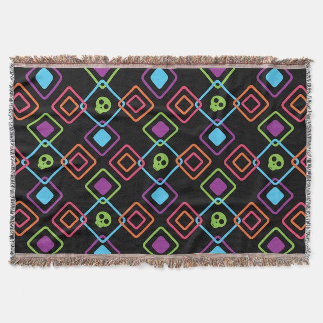Square Skull Throw Blanket (Front)