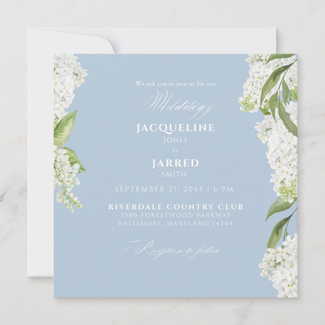 Square Sky Blue White Hydrangeas Wedding II (Front)