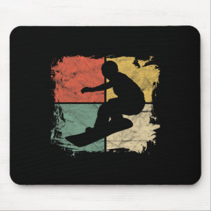 Square Snowboarder Silhouette Gift Retro Snowboard Mouse Pad