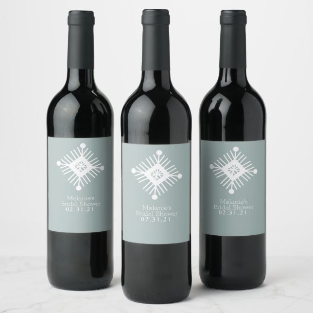 Square Snowflake Hand Drawn Merry Christmas Winter Wine Label (Bottles)