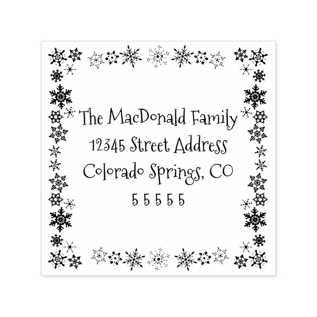 Square Snowflakes - Self-Inking Address Stamp (Design)