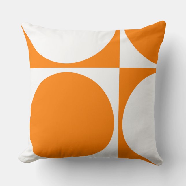 Square Sofa Cushion, Orange Squares&Circles Throw Pillow (Front)