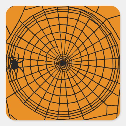 Square Spider Web, Scary Halloween Design Square Sticker