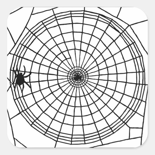 Square Spider Web, Scary Halloween Design Square Sticker