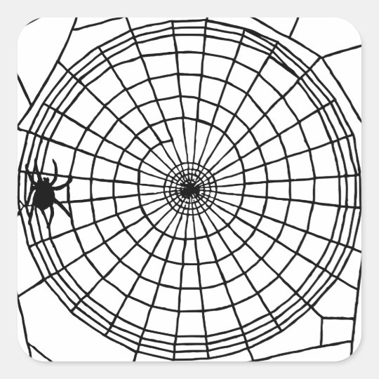 Square Spider Web, Scary Halloween Design Square Sticker